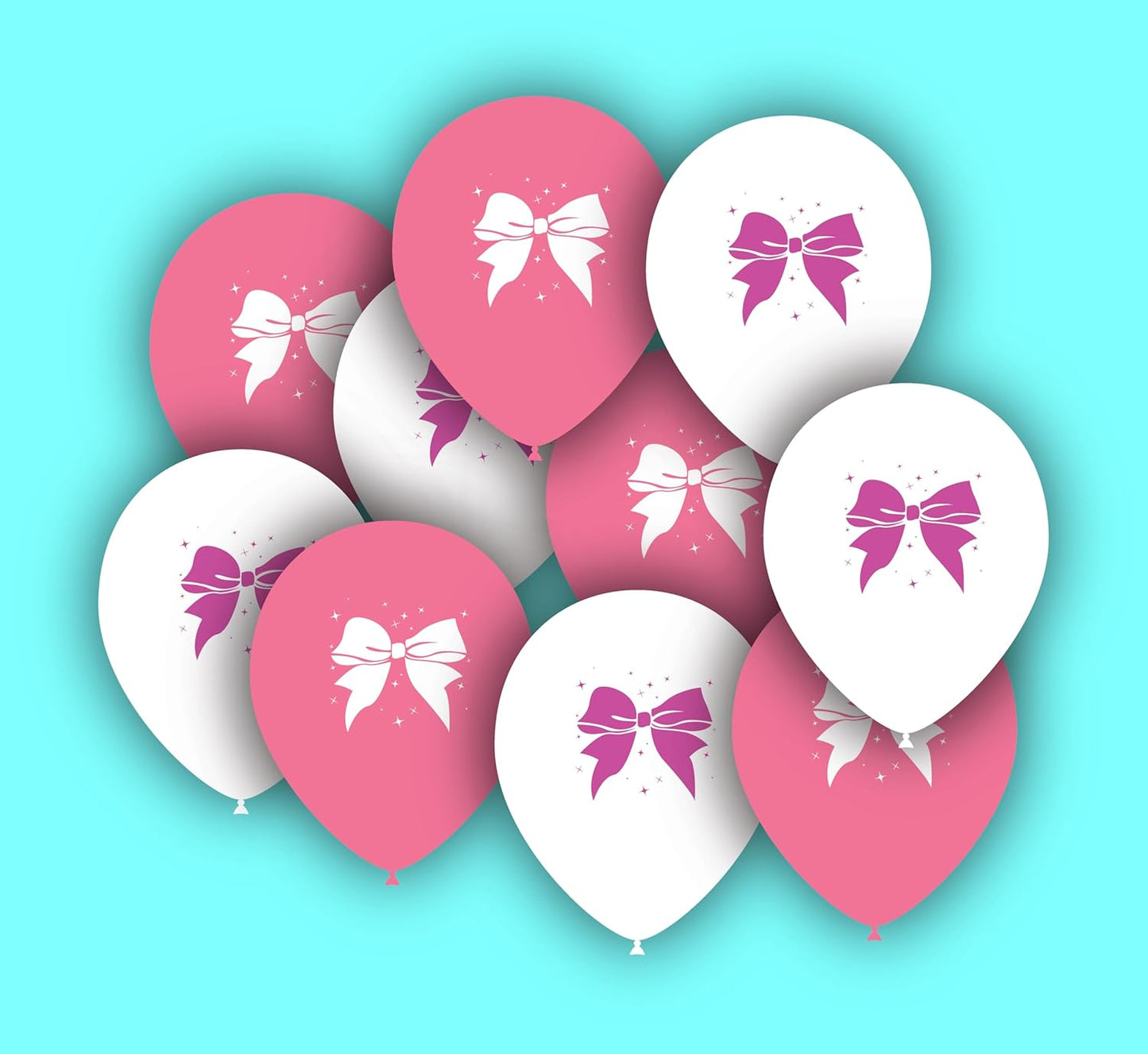Bow Print 12-inch Latex Balloons Fuchsia Pink & White 10pc