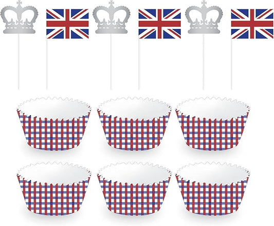 Amscan 99138799 - A Day to Remember King Union Jack Cupcake Kit - 6 Pack