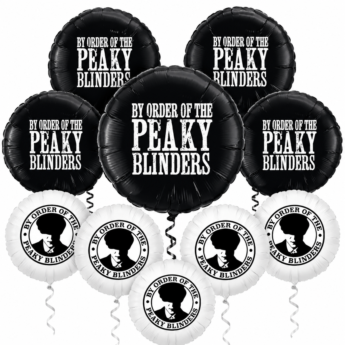 Peaky Blinders Foil Balloons – Black or White - 1pc or 5pc - Air or Helium