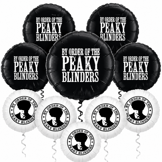 Peaky Blinders Foil Balloons – Black or White - 1pc or 5pc - Air or Helium