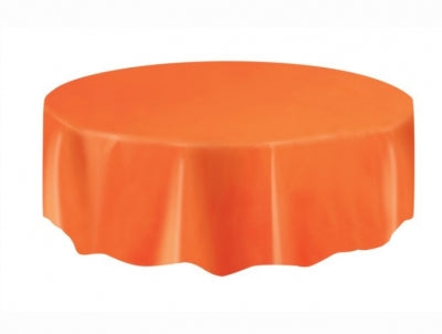 Round Plastic Table Cover 84"/213cm | Orange