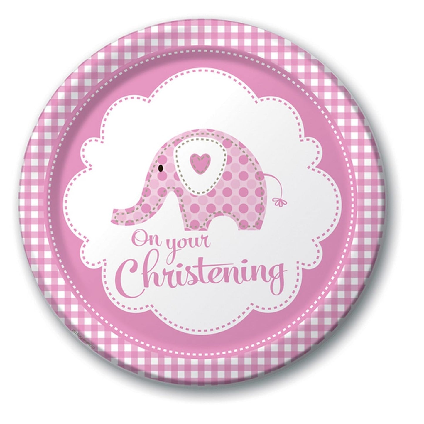 Creative Party 8 Dinner Plates - Pink Sweet Baby Elephant Christening