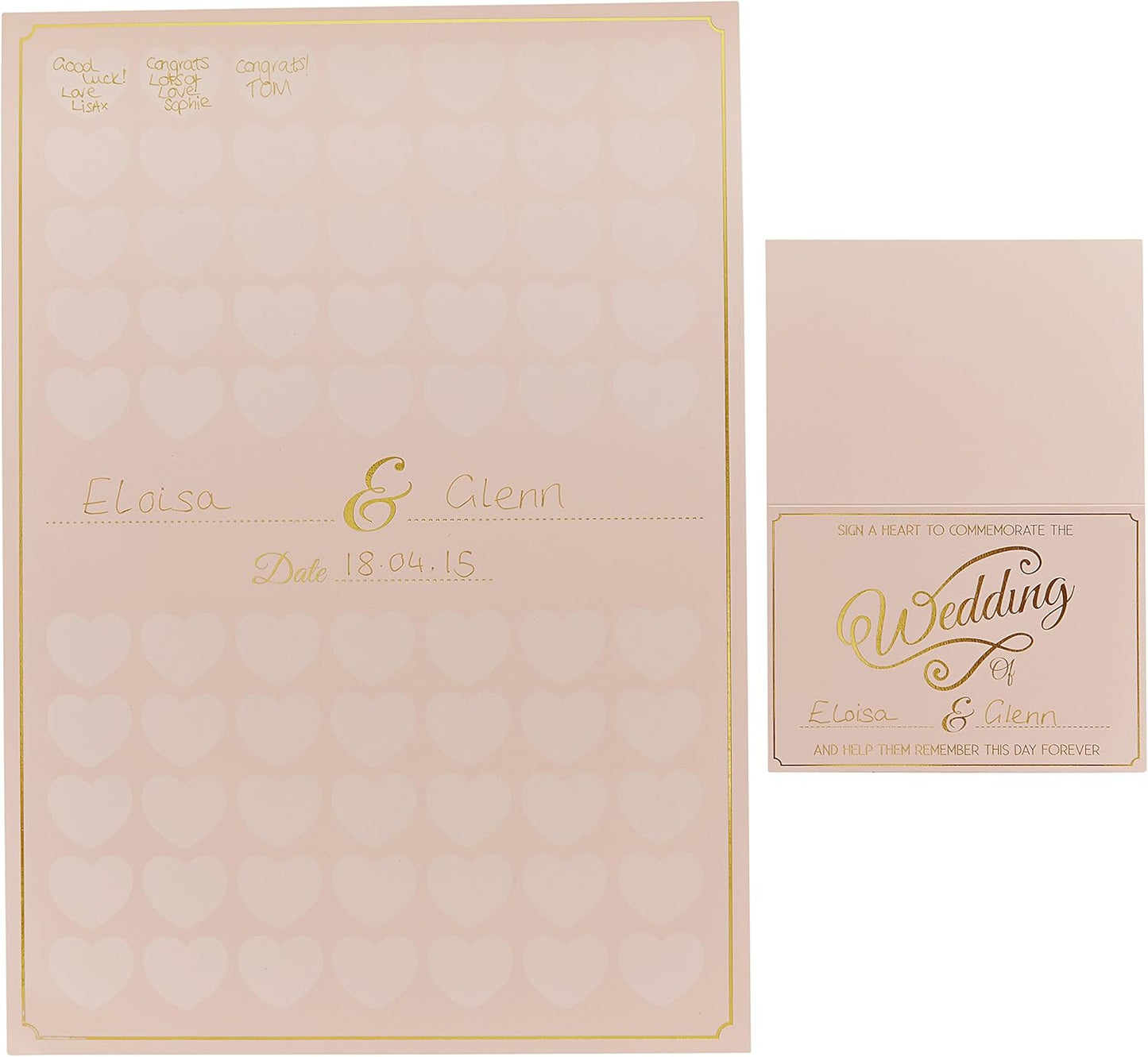 Ginger Ray Heart Wedding Alternative Guest Book Keepsake Pastel Perfection, Pink