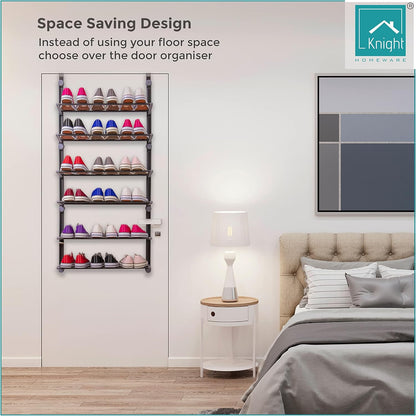 Over the Door 6 Tier Shoe Organiser - Holds up to 18 pairs [Grey]