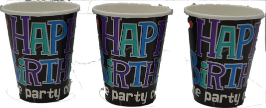 The Party Continues Paper Cups Happy Birthday 9oz (8pc)