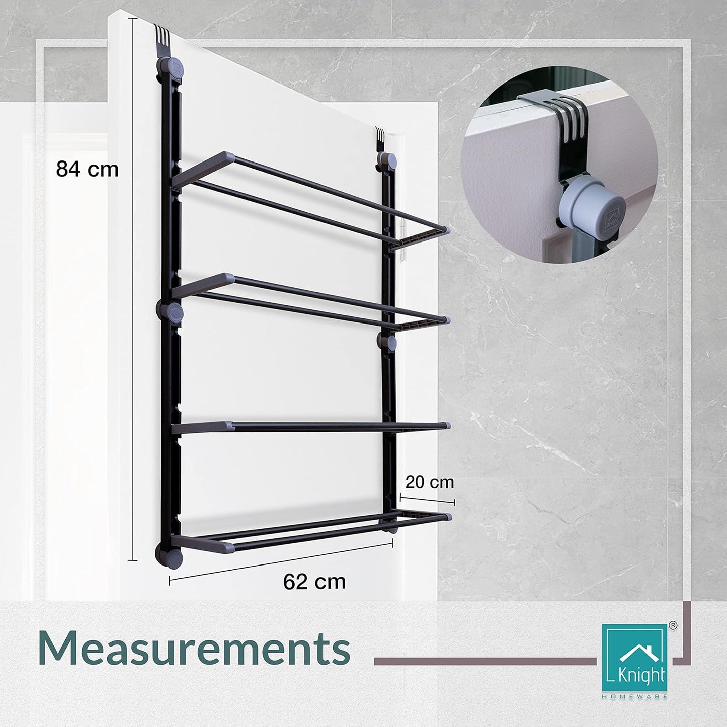 Over the Door  4-tier Bathroom Towel Organiser [Grey]