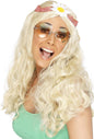 Smiffys Groovy Wig, Blonde with Daisy Headband, 1960's Groovy Fancy Dress, Adult Dress Up Wigs
