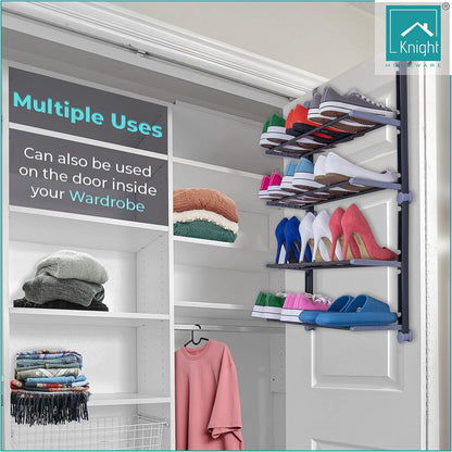 Over the Door 4 Tier Shoe Organiser - Holds up to 12 pairs [Grey]