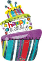 Funky Birthday Cake 37" Holographic Super Shape Balloon
