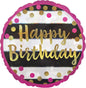 Anagram Pink & Gold Happy Birthday Stripe and Dots 18" Foil Balloon