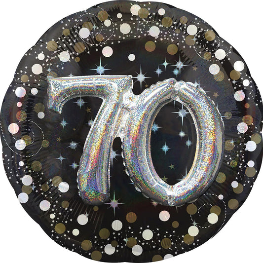 Anagram Black & Silver Sparking 70th Birthday 32" Foil Balloon