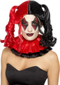 Smiffys Twisted Harlequin Wig, Black & Red with Bunches, Halloween Cirque Sinister Fancy Dress, Halloween Dress Up Wigs