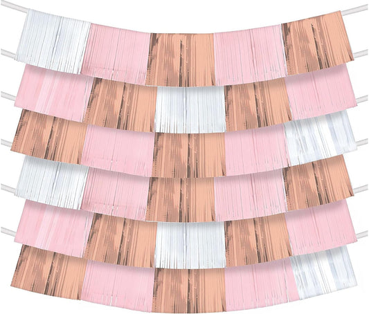 Amscan Fringe Backdrop Rose Gold/Blush 152cm 9pc
