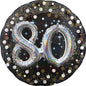 Anagram Black & Silver Sparking 80th Birthday 32" Foil Balloon