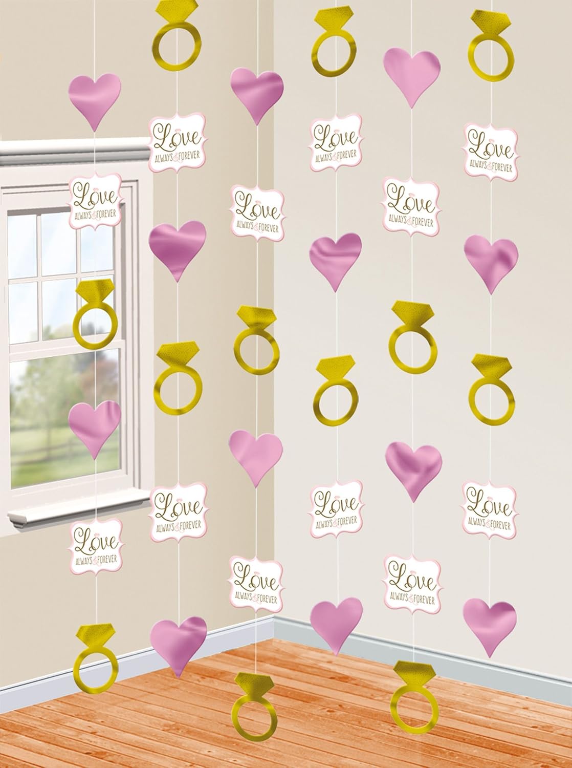 Sparkling Wedding Love Always and Forever 7ft String Decorations Wedding and Engagement Party 6pc