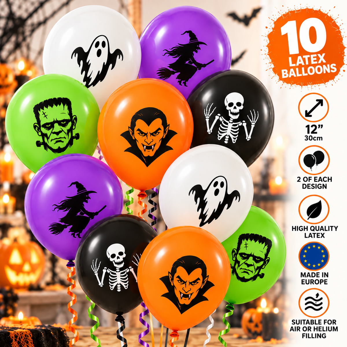 Halloween 12" Latex Balloons Pack of 10