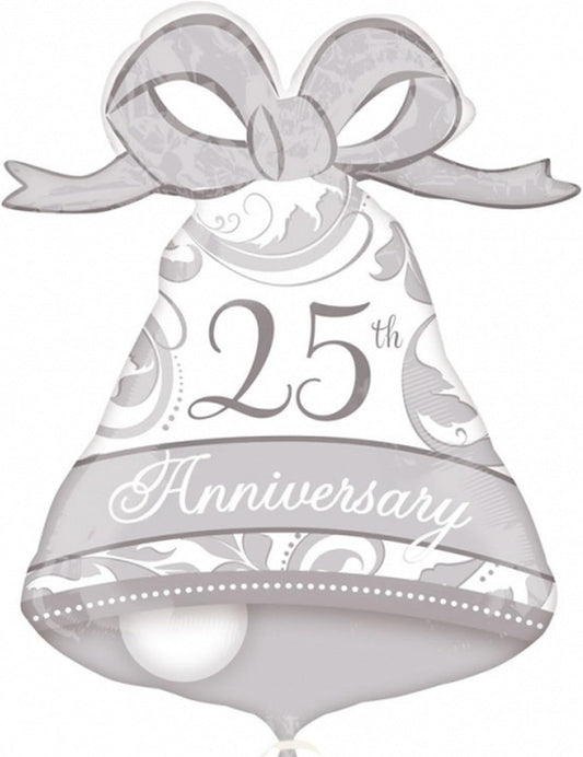 Anagram Elegant Silver Bell 25th Anniversary 27" Foil Balloon