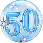 Starburst Sparkle 50th Blue 22"/56cm Bubble Balloon