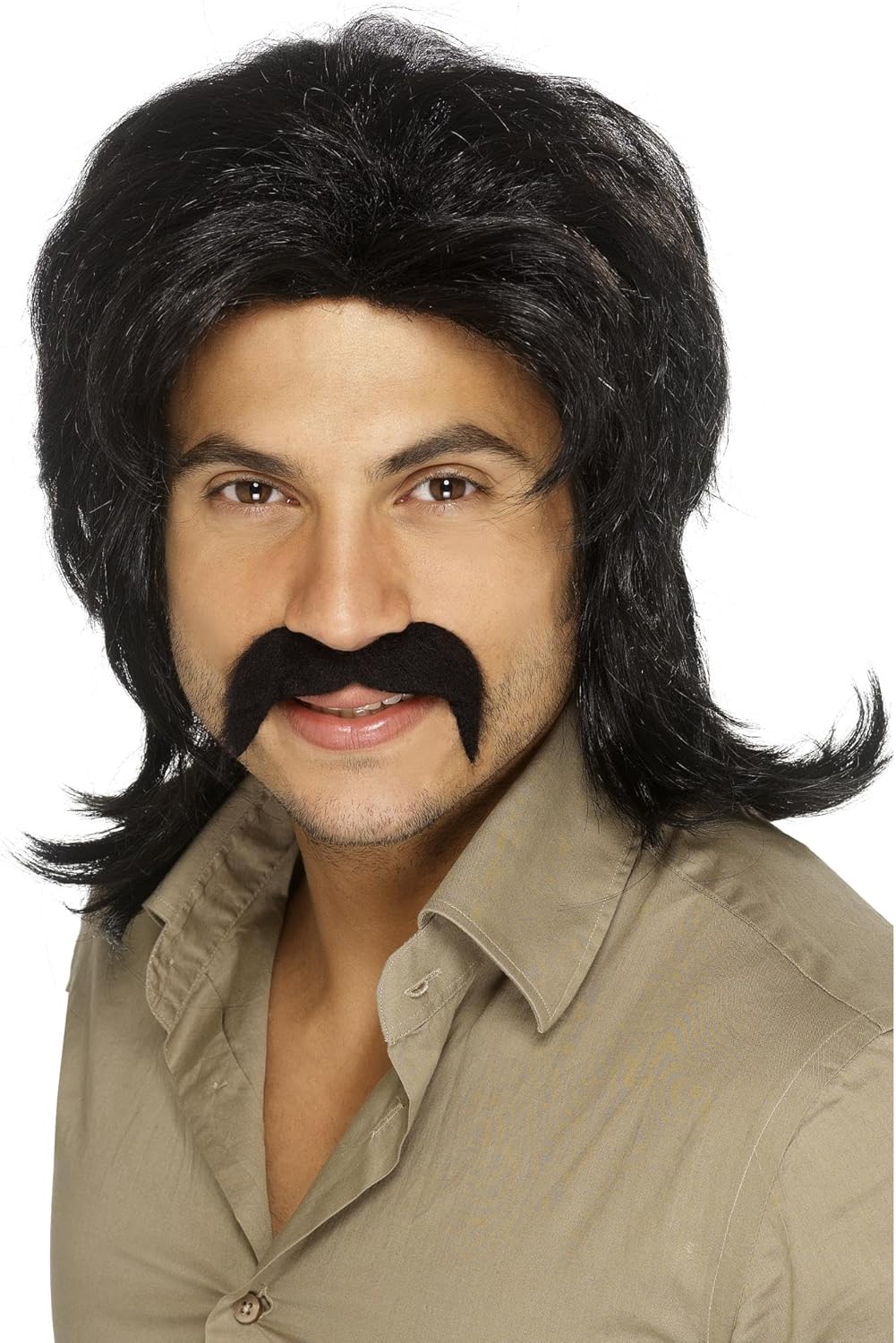Smiffys 70s Retro Wig, Black Fringed, 1970's Disco Fancy Dress, 1970s Dress Up Wigs
