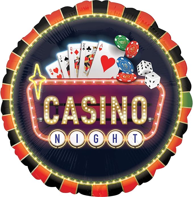 Casino Night Jumbo Round 28" Foil Balloon