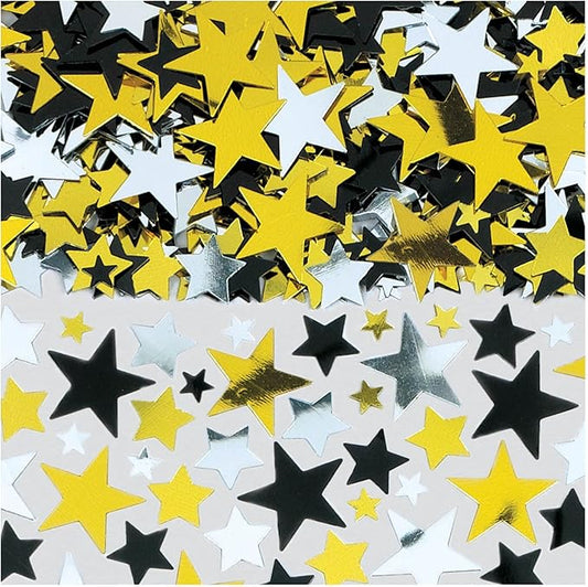 Metallic Stars Confetti Gold, Black & Silver 70g