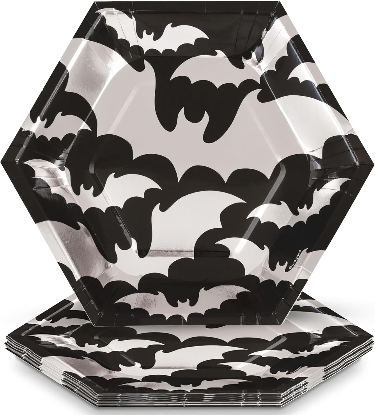 Halloween Bat Hexagonal Paper Plates 21cm – Pack of 8 Heavy Duty