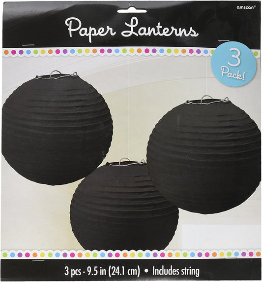 Amscan Black 9.5" Paper Lanterns 3pc