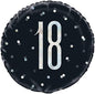 Black & Silver Confetti Age 18 Round Mylar 18-inch Balloon