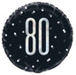 Black & Silver Confetti Age 80 Round Mylar 18-inch Balloon