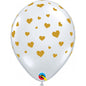 Qualatex Random Gold Hearts All Round Diamond Clear 11" Latex Balloons 25Pc/Bag