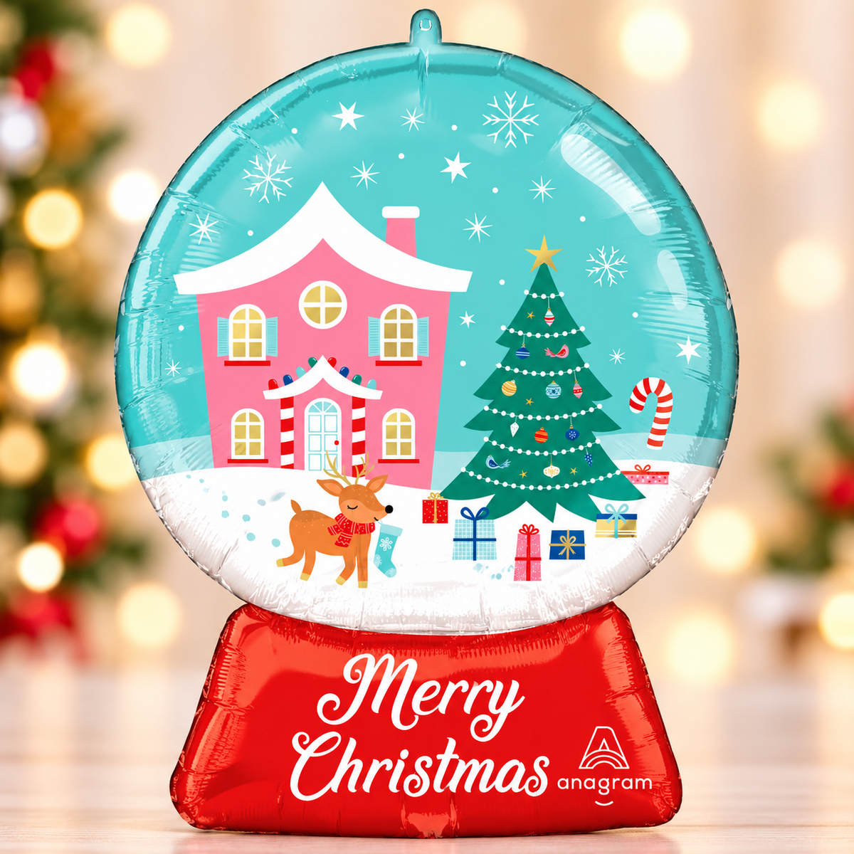 Anagram 27" Merry Christmas Snow Globe SuperShape Foil Balloon – Air or Helium