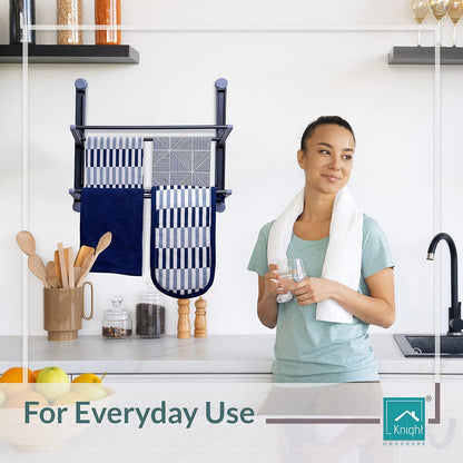 2 Tier Kitchen Towel Organiser – Foldable Wall Mounted Towel Rack – Stick-On (Grey)