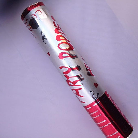 Party Popper Confetti Cannon Silver & White Confetti (Single Cannon)