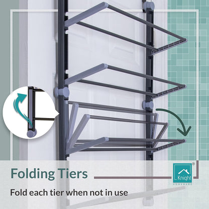 Over the Door  4-tier Bathroom Towel Organiser [Grey]