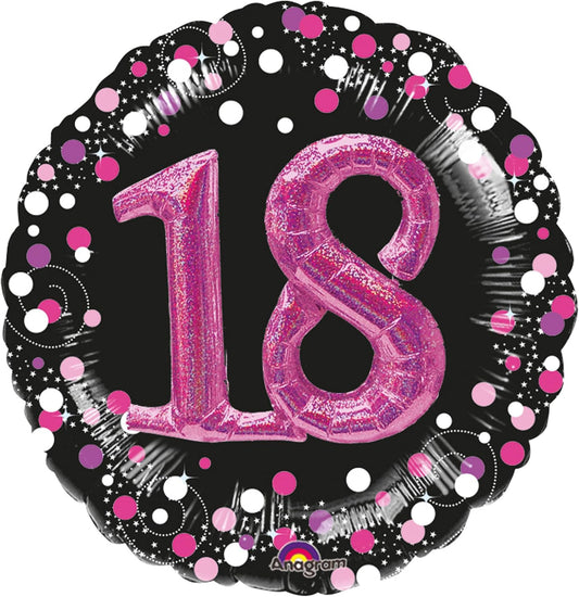 Anagram Black & Pink Sparking 18th Birthday 32" Foil Balloon