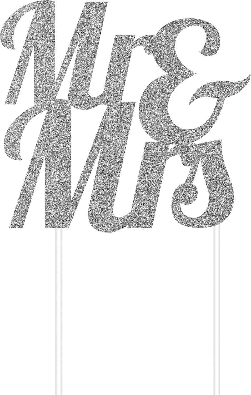 Creative Silver Glittery Mr and Mrs Cake Topper - 1 Pc