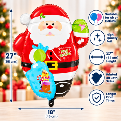 27" Santa Claus Christmas Foil Balloon – Air or Helium
