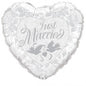 Qualatex Just Married Pearl White & Silver Heart 36" Foil Balloon