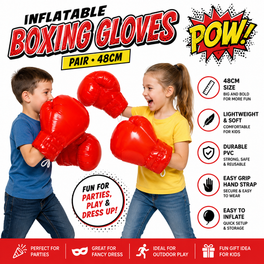 Kids Inflatable Boxing Gloves Pair 48cm Red Blow-Up Punching Gloves Party Toy