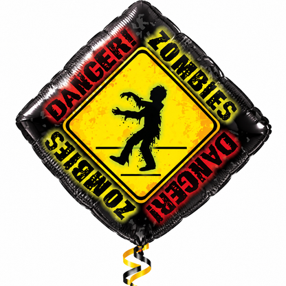 Danger Zombies Halloween 18" Foil Balloon – Air or Helium