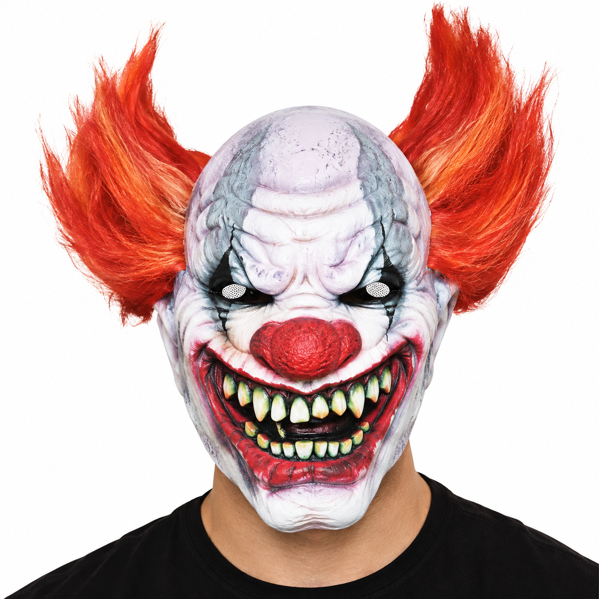 Scary Clown Halloween Mask Adult with Hair – Open Back Horror Fancy Dress