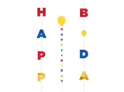 Amscan Balloon Fun Strings 1.82m Happy Birthday Multicoloured Letters