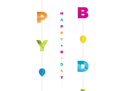 Amscan Balloon Fun Strings 1.82m Happy Birthday Bright Letters