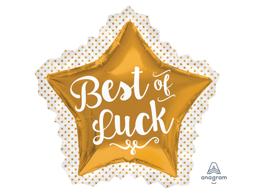 Best of Luck Gold 34" Star Shape Foil Balloon