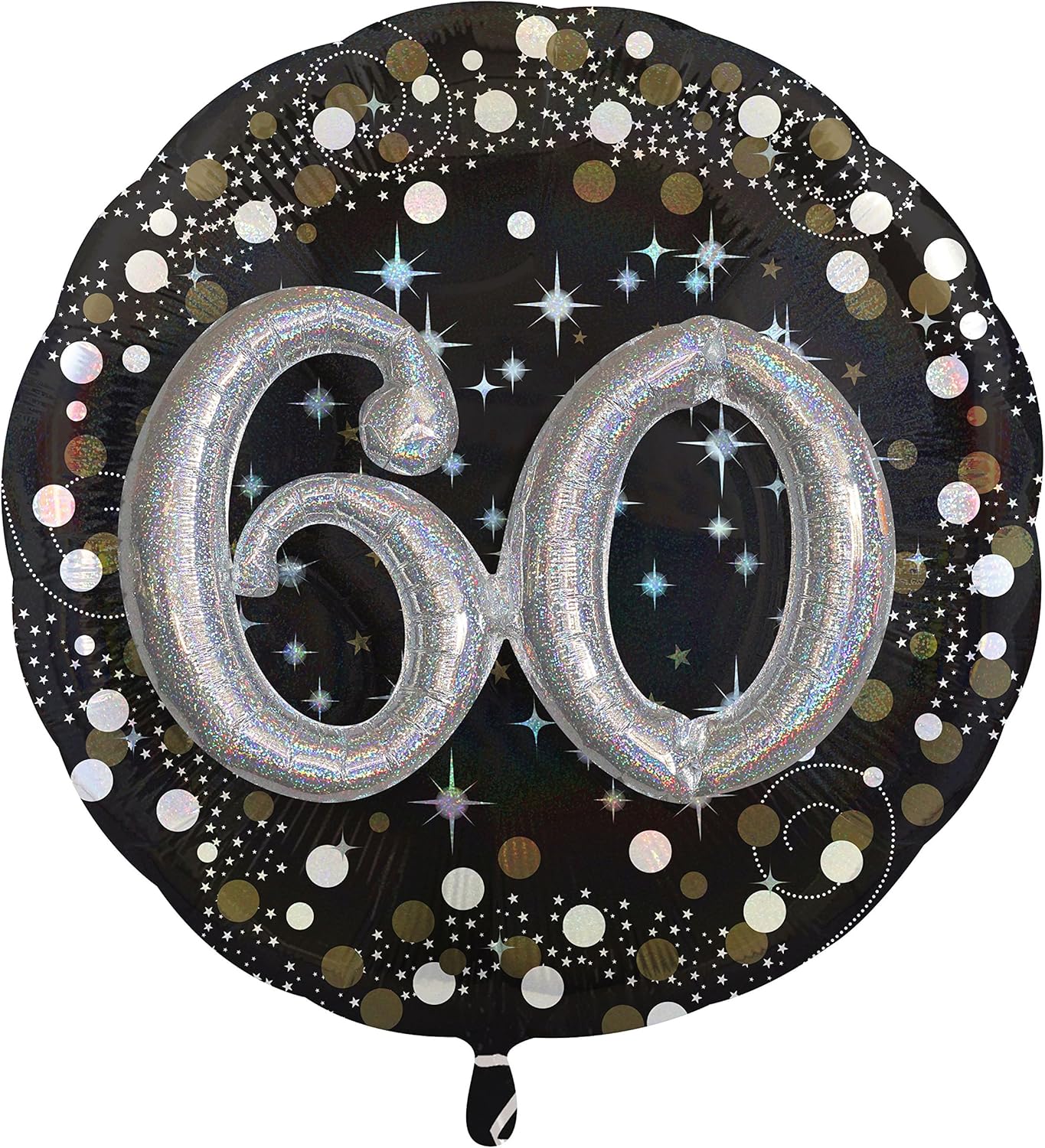 Anagram Black & Silver Sparking 60th Birthday 32" Foil Balloon