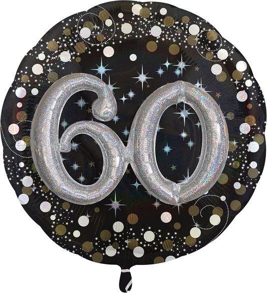 Anagram Black & Silver Sparking 60th Birthday 32" Foil Balloon
