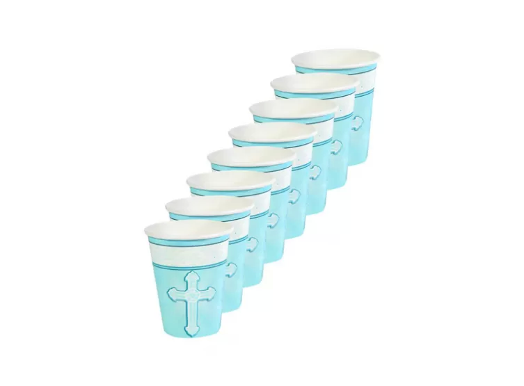 Religious Radiant Cross 9oz Paper Cups - 9oz Blue