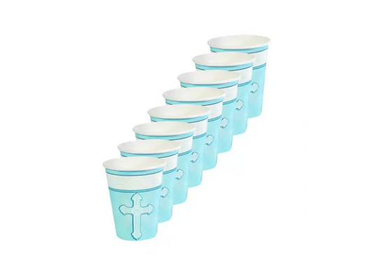 Religious Radiant Cross 9oz Paper Cups - 9oz Blue