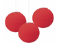 20 cm Round Paper Lanterns 3pc - Red