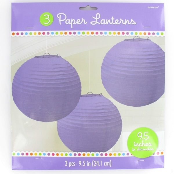 Amscan Purple Lilac 9"/24cm Paper Lanterns 3pc